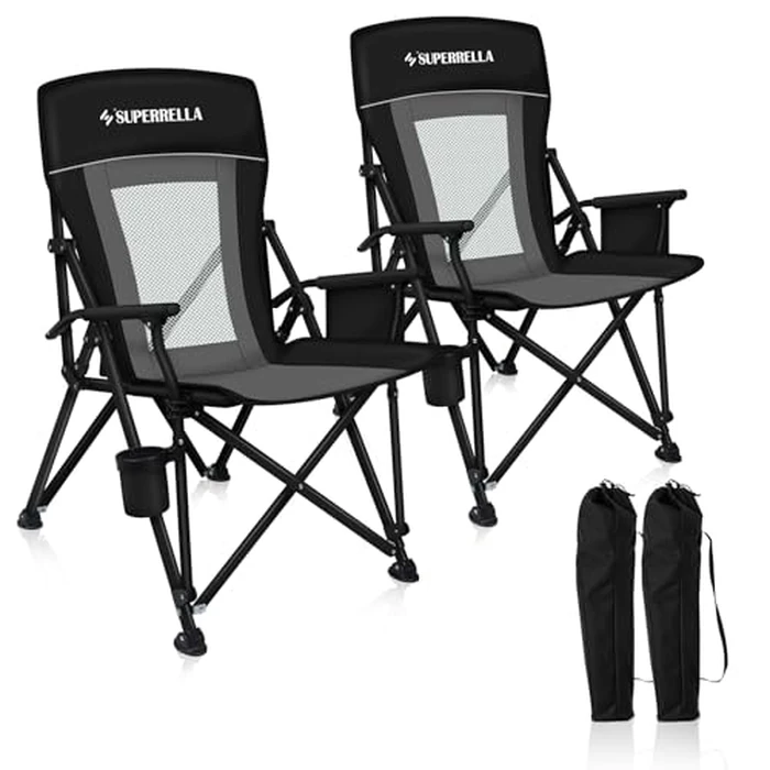 Superrella Camping Chair Portable Folding Lawn Chair Comfortable Hard Arm Sturdy for Family Camp, Outdoor, Sports, Travel, Support 400 lbs by Superrella - Used - Acceptable condition - CA$88.39