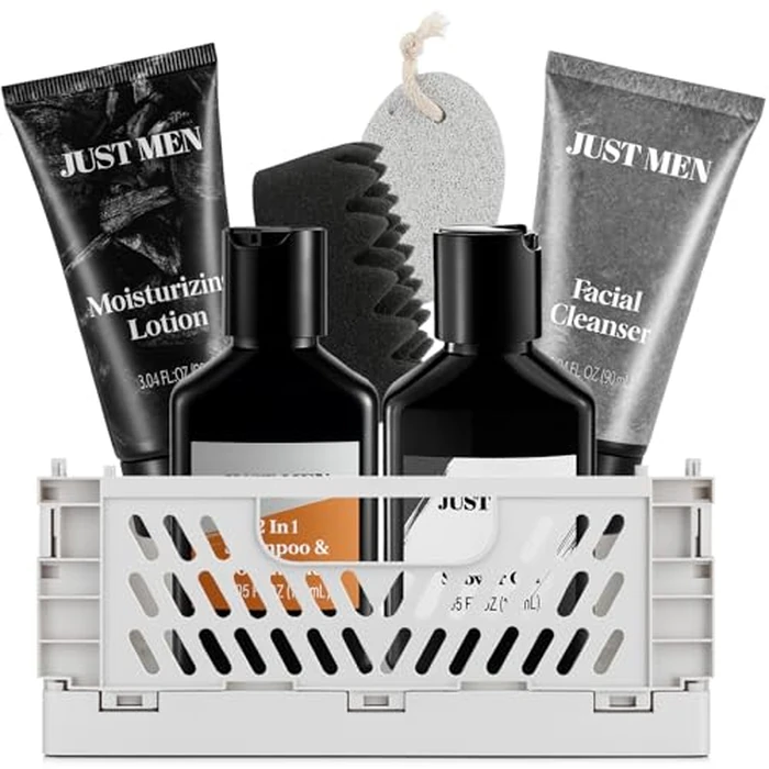 Gift Baskets for Men - 7 Pcs Mens Body Wash & Skin Care Kit | All-in-One Grooming & Bath Gift Set with Cedrus Atlantica Scent | Birthday Gifts for Men, Husband, Boyfriend, Brother, Father by MS.DORYA - Used - Like New condition - US$18.99