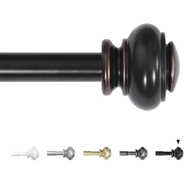 H.Versailtex Window Treatment Single Curtain Rods Set, 66 to 120 inch, 3/4 - Inch Diameter,with Finials, Matte Black (Antique Bronze Finishing) by H.VERSAILTEX - Used - Acceptable condition - CA$21.66