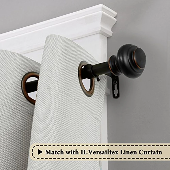 H.Versailtex Window Treatment Single Curtain Rods Set, 66 to 120 inch, 3/4 - Inch Diameter,with Finials, Matte Black (Antique Bronze Finishing) by H.VERSAILTEX - Image 2
