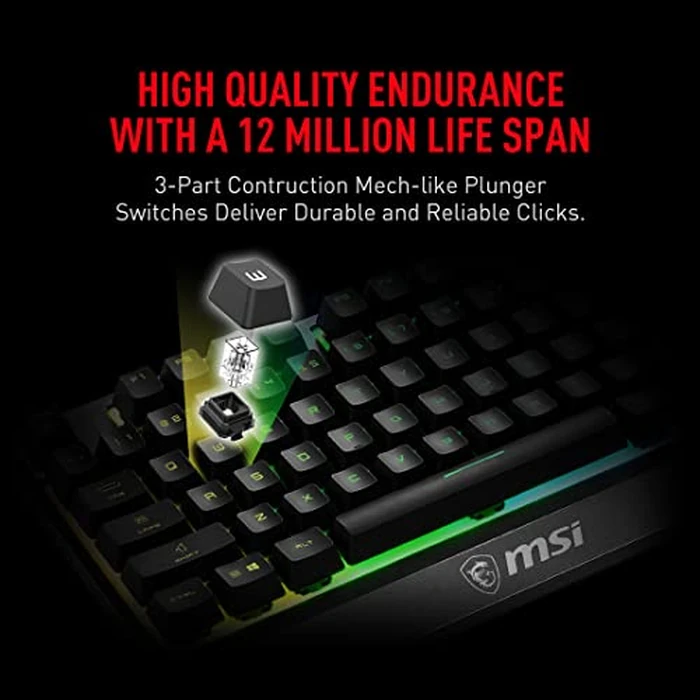 MSI Gaming Backlit RGB, Dedicated Hotkeys, Anti-Ghosting, Water Resistant Mechanical Feel Gaming Keyboard, Crisp Typing +12 Million Click Life Span, Steady Gaming Base Support (Vigor GK30 US) by MSI - Image 2