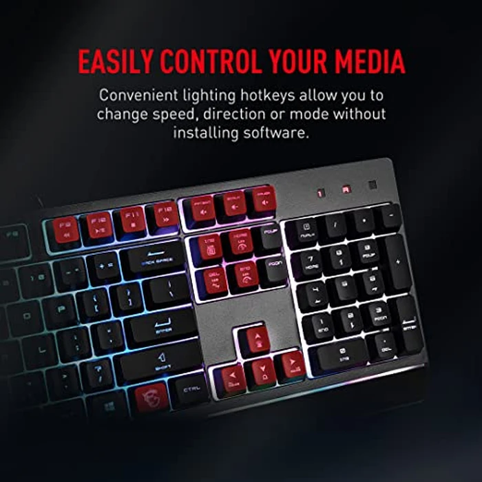 MSI Gaming Backlit RGB, Dedicated Hotkeys, Anti-Ghosting, Water Resistant Mechanical Feel Gaming Keyboard, Crisp Typing +12 Million Click Life Span, Steady Gaming Base Support (Vigor GK30 US) by MSI - Image 4