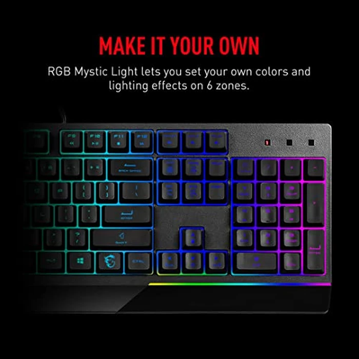 MSI Gaming Backlit RGB, Dedicated Hotkeys, Anti-Ghosting, Water Resistant Mechanical Feel Gaming Keyboard, Crisp Typing +12 Million Click Life Span, Steady Gaming Base Support (Vigor GK30 US) by MSI - Image 5