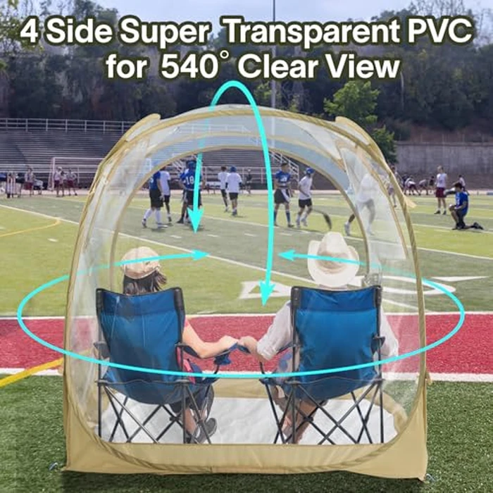 EighteenTek(R) Pop Up Weather Pod, Sport Pod with Attached Floor, 360 degrees Clear View, UPF 50+ UV Protection, Waterproof All-Weather Instant Shelter for Sports Camping Fishing 70"x70"x63"H by PrivatePod - Image 3