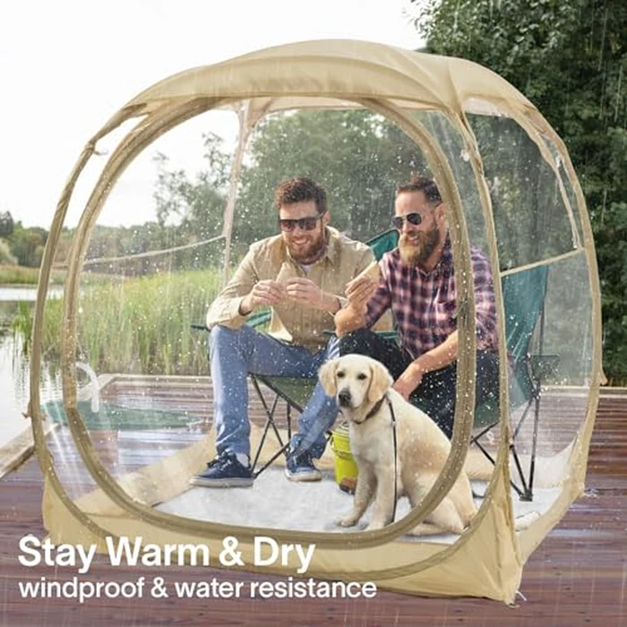 EighteenTek(R) Pop Up Weather Pod, Sport Pod with Attached Floor, 360 degrees Clear View, UPF 50+ UV Protection, Waterproof All-Weather Instant Shelter for Sports Camping Fishing 70"x70"x63"H by PrivatePod - Image 6