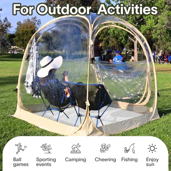 EighteenTek(R) Pop Up Weather Pod, Sport Pod with Attached Floor, 360 degrees Clear View, UPF 50+ UV Protection, Waterproof All-Weather Instant Shelter for Sports Camping Fishing 70"x70"x63"H by PrivatePod - Image 7