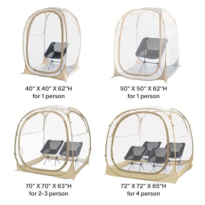 EighteenTek(R) Pop Up Weather Pod, Sport Pod with Attached Floor, 360 degrees Clear View, UPF 50+ UV Protection, Waterproof All-Weather Instant Shelter for Sports Camping Fishing 70"x70"x63"H by PrivatePod - Image 9