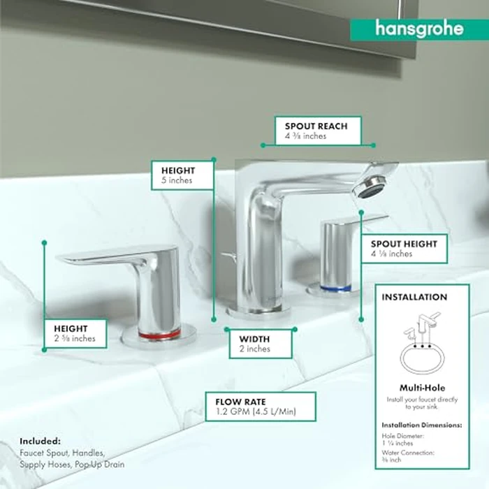 hansgrohe Talis E Modern 2-Handle 5-inch Tall Bathroom Sink Faucet in Chrome, 71733001 by hansgrohe - Image 4
