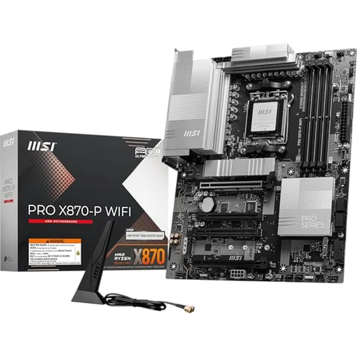 MSI PRO X870-P WiFi ProSeries Motherboard (AMD AM5, DDR5, PCIe 4.0, SATA 6Gb/s, M.2, USB 3.2 Gen 2, Wi-Fi 6E, HDMI/DP, ATX) by MSI - Image 1