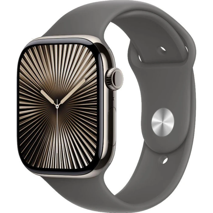 Apple Watch Series 10 (Cellular + GPS) - 64GB - 42mm - Natural Titanium Case with Stone Grey Rubber Sport Band - One Size by Apple - Image 2