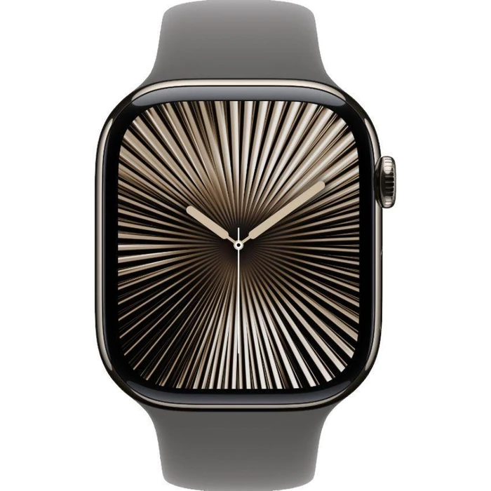 Apple Watch Series 10 (Cellular + GPS) - 64GB - 42mm - Natural Titanium Case with Stone Grey Rubber Sport Band - One Size by Apple - Refurbished - Good condition