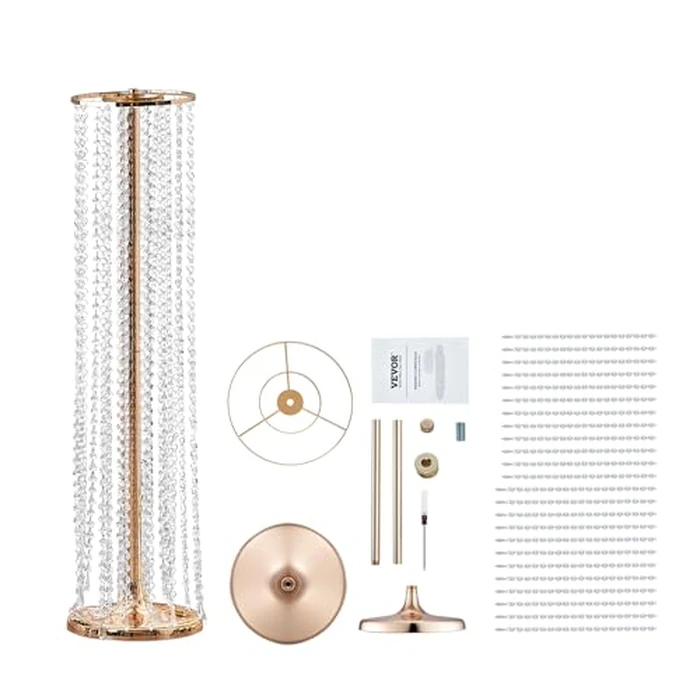 VEVOR 2PCS 35.43inch /90cm Tall Crystal Wedding Flowers Stand, Luxurious Centerpieces Flower Vases Crystal Gold Vase Metal, Perfect for T-Stage Wedding Party Ceremony Dinner Event Hotel Home Decor by VEVOR - Image 9