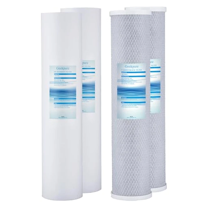 Geekpure Replacement Filter 20 Inch Block Carbon and PP Sediment Filter Cartridge - Big Size 4.5" x 20" (4 Count) by Geekpure - Used - Very Good condition