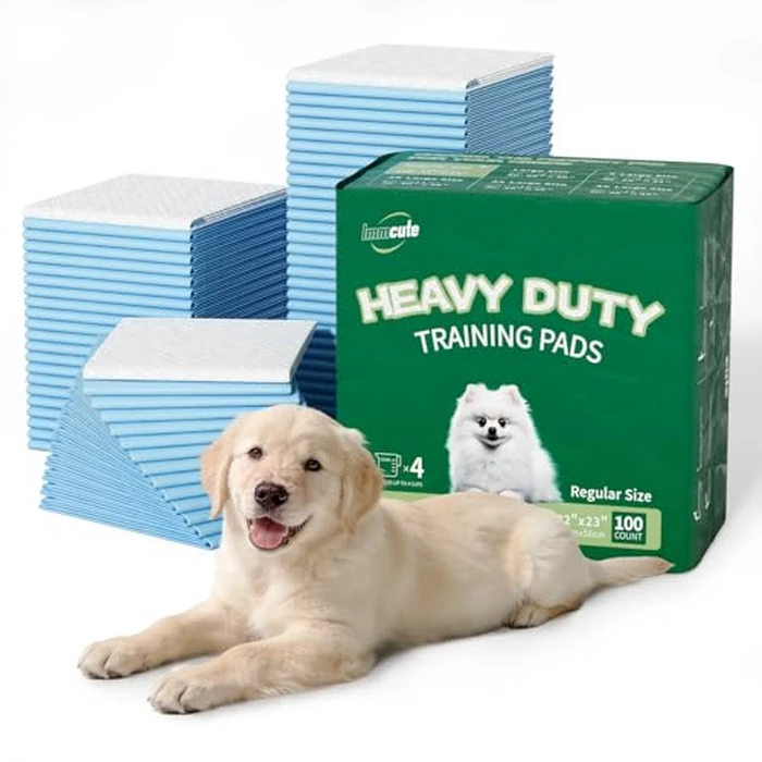 IMMCUTE 100 Count Premium Puppy Pads, 22"x23" Dog Pee Pads - Ultra-Soft Heat-Sealed, 6-Layer Leak-Proof & Super Absorbent Potty Training Pads for Dogs, Cats, Pets | Crate Training & Indoor Use, Blue by IMMCUTE - Image 1