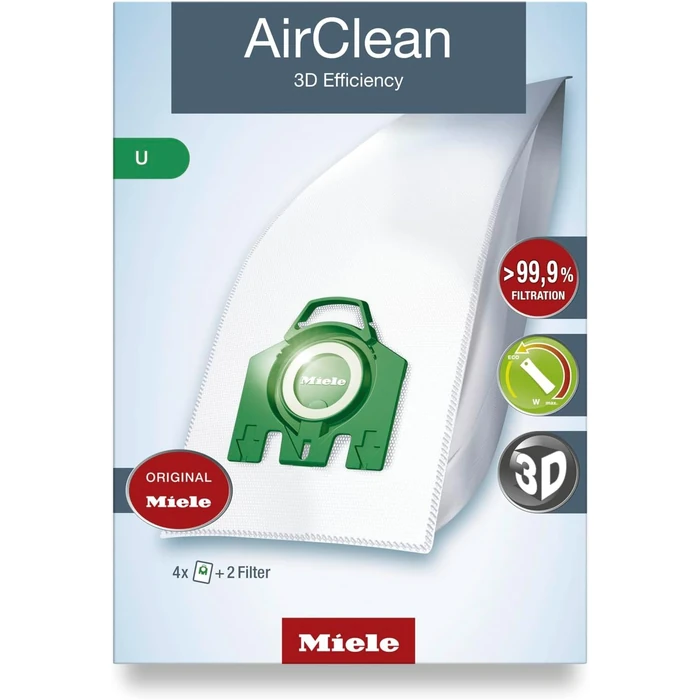 Miele AirClean 3D Efficiency U Vacuum Cleaner Bags (Pack of 4) - Green by Miele - Image 1