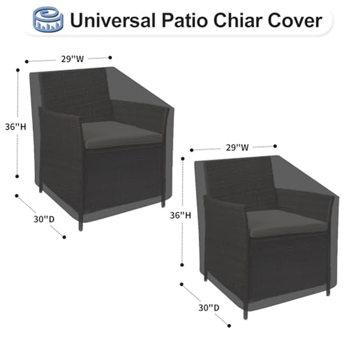 OutdoorLines Outdoor Waterproof Furniture Chair Cover - UV-Resistant Patio Lawn Chair Covers for Outdoor Furniture Windproof Heavy Duty Chair Covering, 2 Packs, 29Wx30Dx36H Inches, Black by OutdoorLines - Image 2