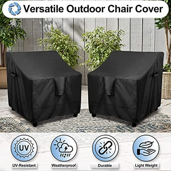 OutdoorLines Outdoor Waterproof Furniture Chair Cover - UV-Resistant Patio Lawn Chair Covers for Outdoor Furniture Windproof Heavy Duty Chair Covering, 2 Packs, 29Wx30Dx36H Inches, Black by OutdoorLines - Image 4