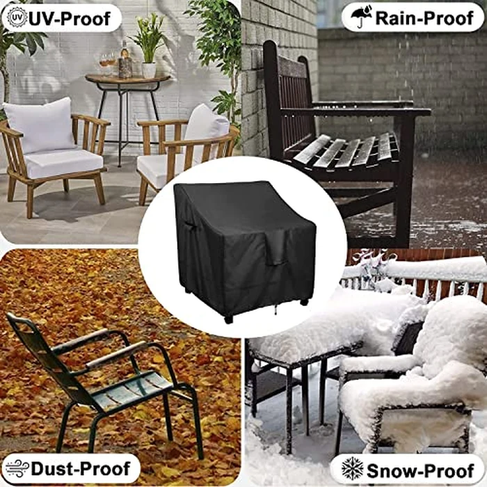OutdoorLines Outdoor Waterproof Furniture Chair Cover - UV-Resistant Patio Lawn Chair Covers for Outdoor Furniture Windproof Heavy Duty Chair Covering, 2 Packs, 29Wx30Dx36H Inches, Black by OutdoorLines - Image 7