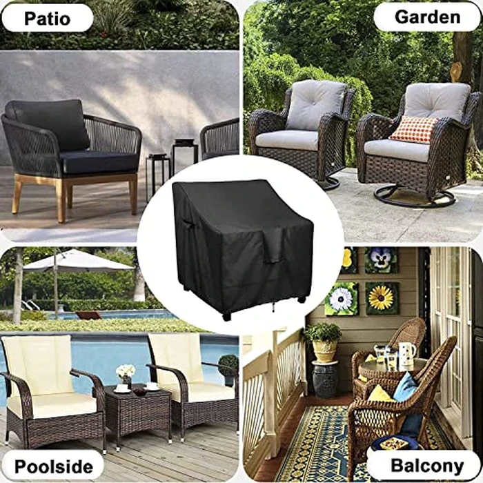 OutdoorLines Outdoor Waterproof Furniture Chair Cover - UV-Resistant Patio Lawn Chair Covers for Outdoor Furniture Windproof Heavy Duty Chair Covering, 2 Packs, 29Wx30Dx36H Inches, Black by OutdoorLines - Image 8