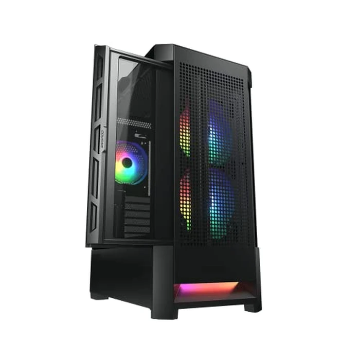 Cougar AIRFACE RGB PC Gaming Case Mid Tower - Mini ITX/Micro ATX/ATX/CEB/*E-ATX Motherboards with Tempered Glass Panel, 3 x 120mm ARGB Fans Front & 1x 120mm ARGB Fan Rear Pre-Installed, Black by COUGAR - Image 2