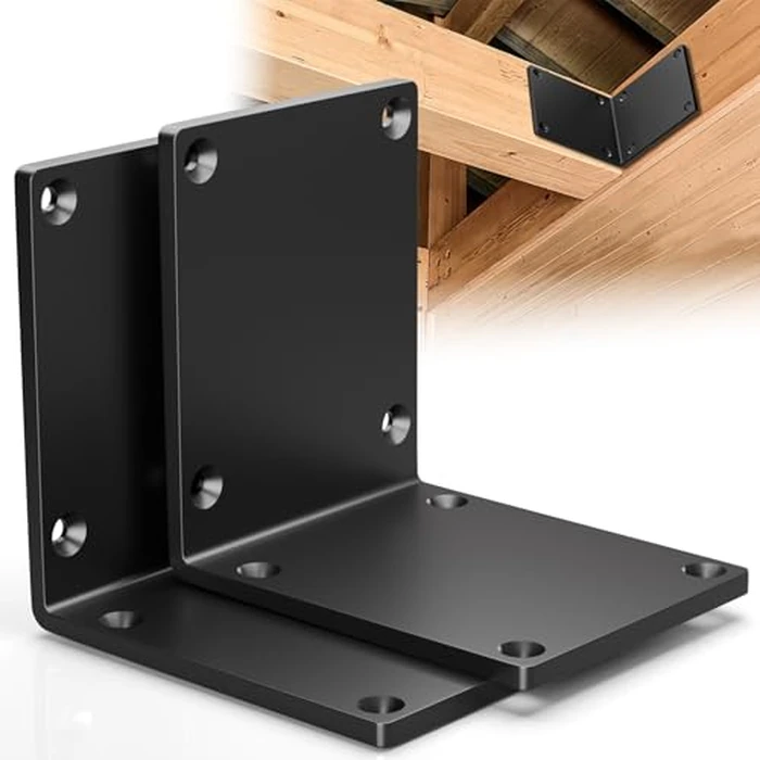 Dabolang 2 Pcs 8" X 8" X 6" Heavy Duty Steel L Angle Bracket for Wood, Large 90 Degree Corner Shelf Support Bracket, 8x8 Post to Beam Connector, Thickness 1/4"(6mm), Max Load 300+lbs- by Dabolang - Image 1