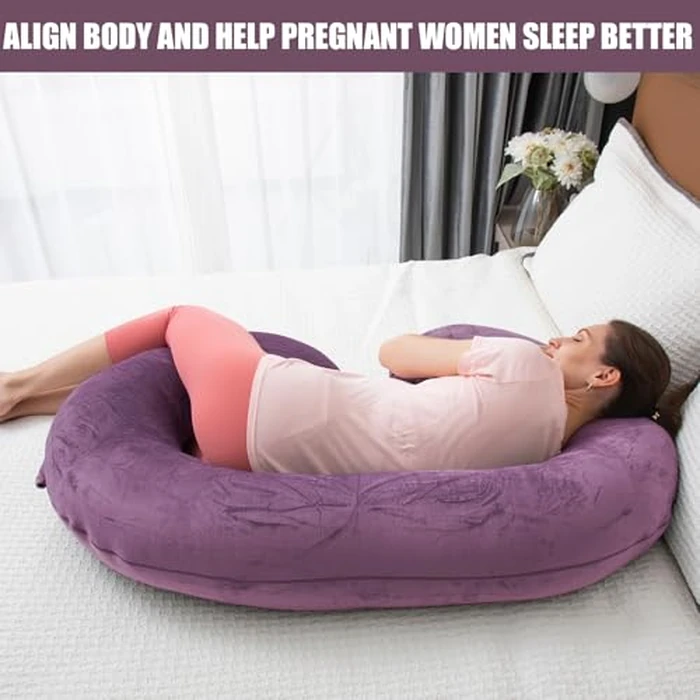 1 MIDDLE ONE Pregnancy Pillow, C Shaped Full Body Pregnant Women Sleeping Pillow for Maternity Support with Cover (Purple) by 1 MIDDLE ONE - Image 4