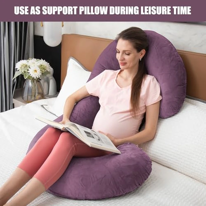 1 MIDDLE ONE Pregnancy Pillow, C Shaped Full Body Pregnant Women Sleeping Pillow for Maternity Support with Cover (Purple) by 1 MIDDLE ONE - Image 5