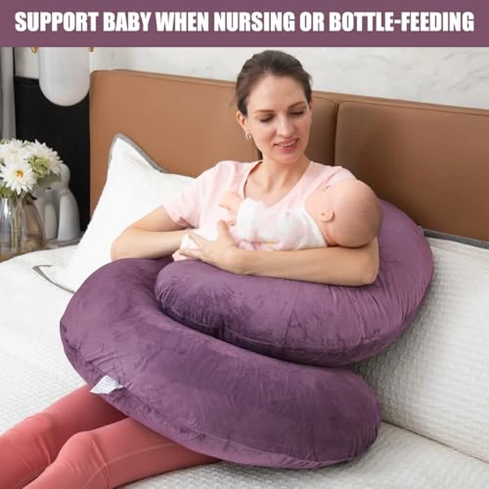 1 MIDDLE ONE Pregnancy Pillow, C Shaped Full Body Pregnant Women Sleeping Pillow for Maternity Support with Cover (Purple) by 1 MIDDLE ONE - Image 6