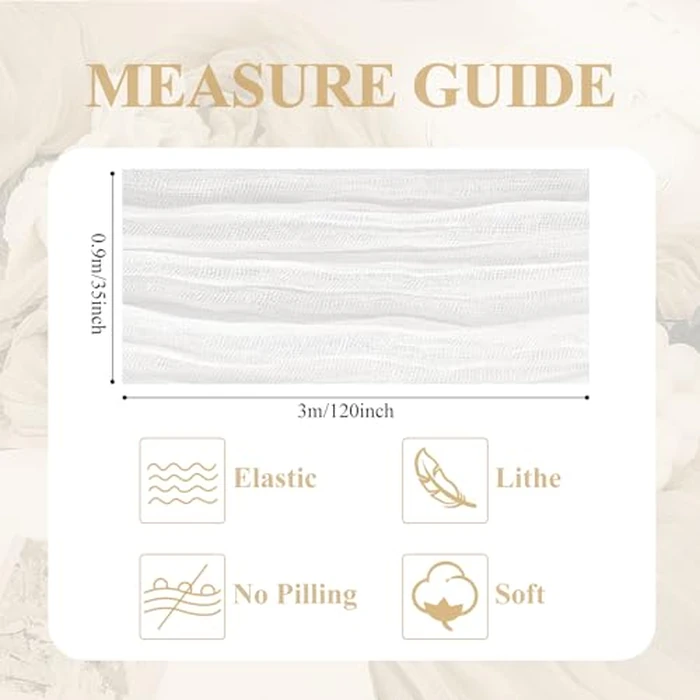 Asee'm 6pcs Cheesecloth Table Runner 120 Inches Long Ivory Boho Gauze Cheese Cloth Runner 10FT Rustic Sheer Table Runners for Christmas Wedding Party Baby Shower Spring Easter Decoration by Asee'm - Image 2