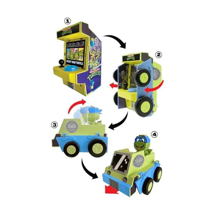 Teenage Mutant Ninja Turtles Arcade Cruisers Leonardo Edition, 2-in-1 Arcade Cabinet to Transforming Vehicle with Lights & Sounds and Dual-Screen Lenticular Display by Teenage Mutant Ninja Turtles - Image 3