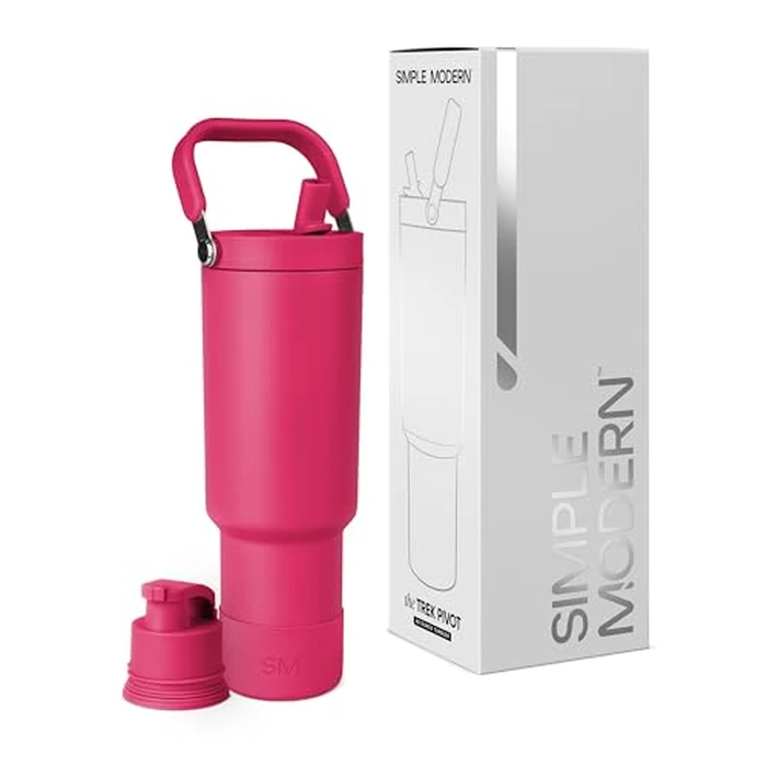 Simple Modern Trek Pivot | 40oz Flip Straw Tumbler with Handle | Water Bottle & Boot | Interchangeable Straw & Chug Lids | Insulated Stainless Steel Jug | Gym Sports Outdoors | Berry Twist by Simple Modern - Used - Very Good condition - US$23.52