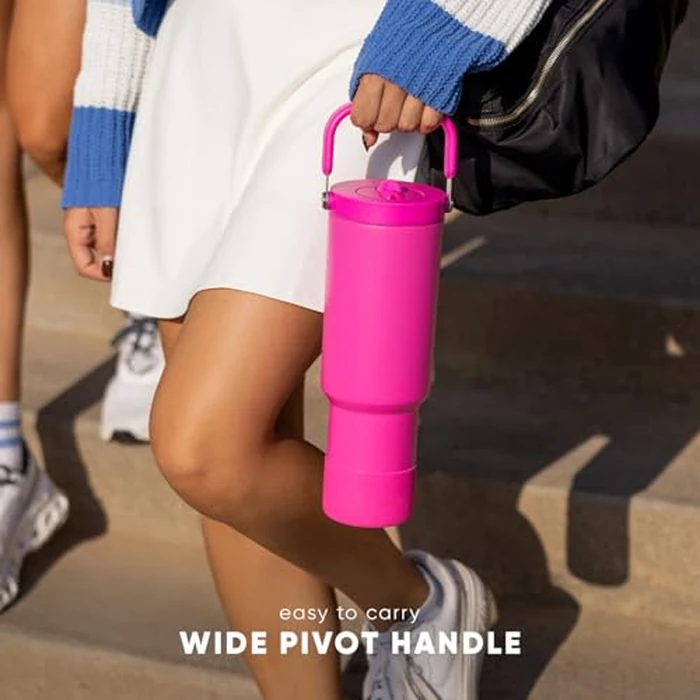 Simple Modern Trek Pivot | 40oz Flip Straw Tumbler with Handle | Water Bottle & Boot | Interchangeable Straw & Chug Lids | Insulated Stainless Steel Jug | Gym Sports Outdoors | Berry Twist by Simple Modern - Image 7