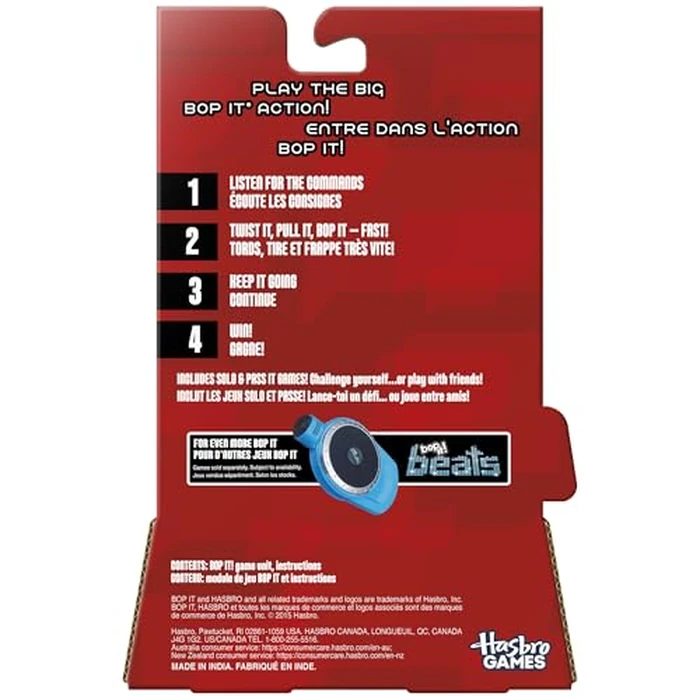 Hasbro Micro Series Electronic Game, Classic Bop It! Gameplay in a Compact Size, Fun Party Game for Kids Ages 8+, 1+ Players (English & French) by Hasbro - Image 4