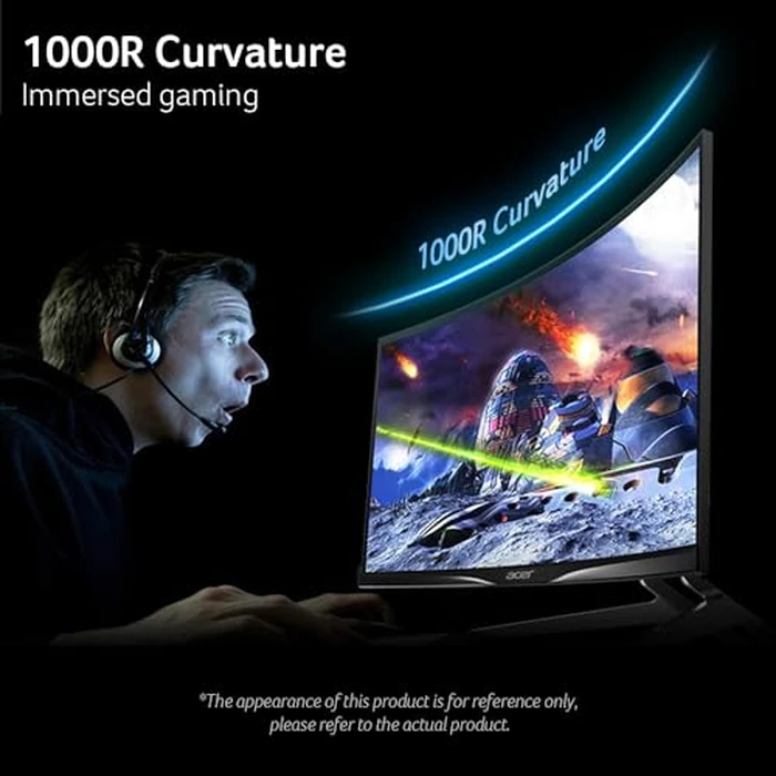Acer EDA343CUR V3bmiippx 34" UWQHD (3440 x 1440) 1000R Curved VA Widescreen Gaming Display | AMD FreeSync Premium | 1ms (G to G) | up to 180Hz Refresh | 2 Speakers | Display Port and HDMI Cable Incl. by Acer - Image 5