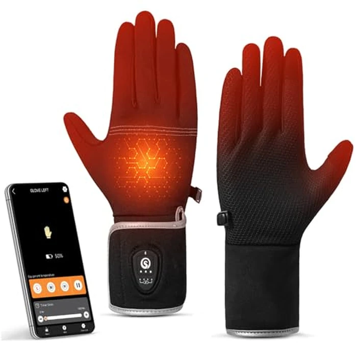 Savior Heated Glove Liners for Men Women,APP Smart Electric Heated Gloves with Remaining Power Display,Rechargeable,Suitable for Driving,Typing,Running,etc. (Black, XS/S) by SAVIOR HEAT - Used - Very Good condition