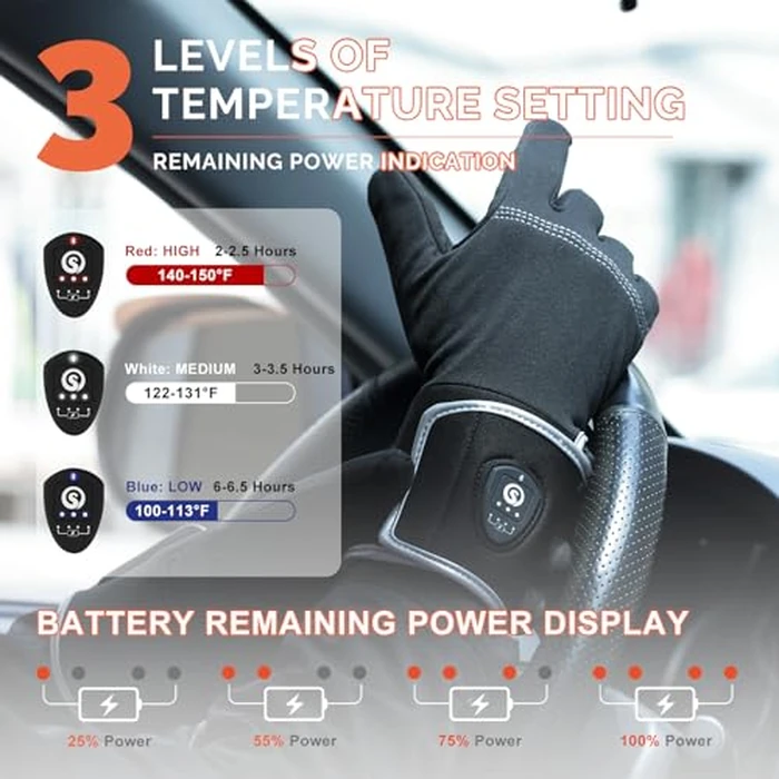 Savior Heated Glove Liners for Men Women,APP Smart Electric Heated Gloves with Remaining Power Display,Rechargeable,Suitable for Driving,Typing,Running,etc. (Black, XS/S) by SAVIOR HEAT - Image 2