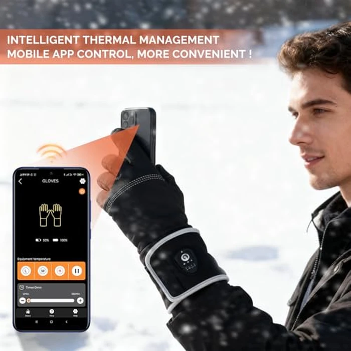 Savior Heated Glove Liners for Men Women,APP Smart Electric Heated Gloves with Remaining Power Display,Rechargeable,Suitable for Driving,Typing,Running,etc. (Black, XS/S) by SAVIOR HEAT - Image 3