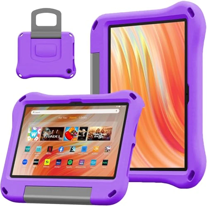 Kids Case for 10" Tablet (11th/13th Gen 2021/2023 Release), GTYOM Lightweight Shockproof Kids Friendly Case with Handle Stand Fit for LG Sony 10 inch Tablets (A-Purple) by GTYOM - Used - Good condition - CA$18.91