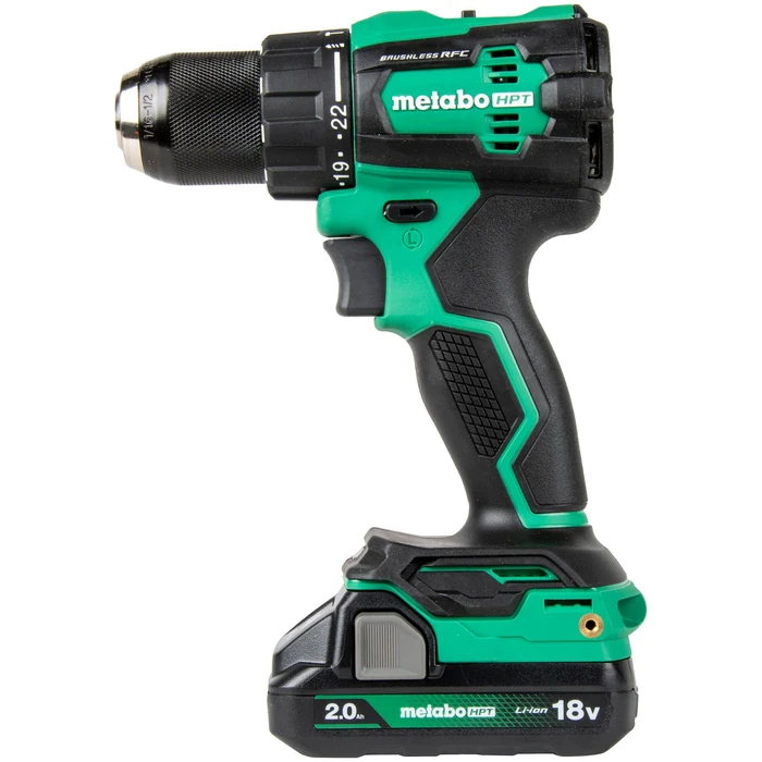 Metabo HPT 18V MultiVolt Cordless Brushless Hammer Drill Kit with 2 x 2.0Ah Batteries - Black/Green by Metabo HPT - Refurbished - Premium condition