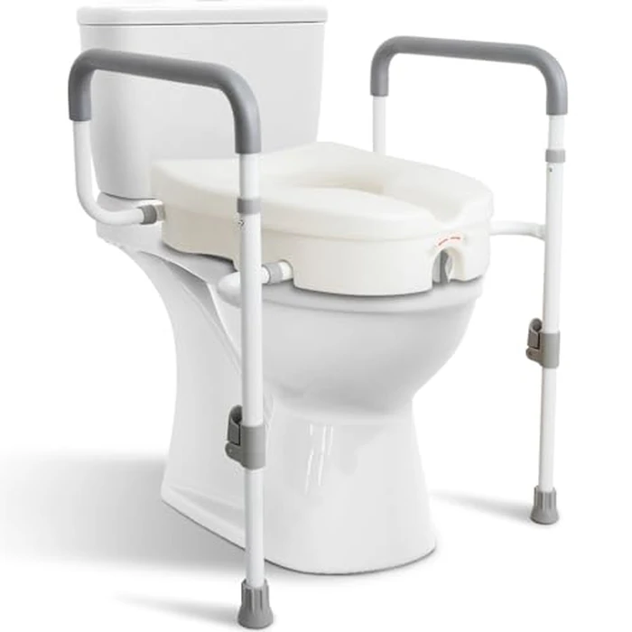 WeHwupe Raised Toilet Seat with Handles for Elderly - Toilet Seat Risers for Seniors with Adjustable Padded Arms - Elevated Toilet Safety Seat for Standard or Elongated Commode by WeHwupe - Image 1