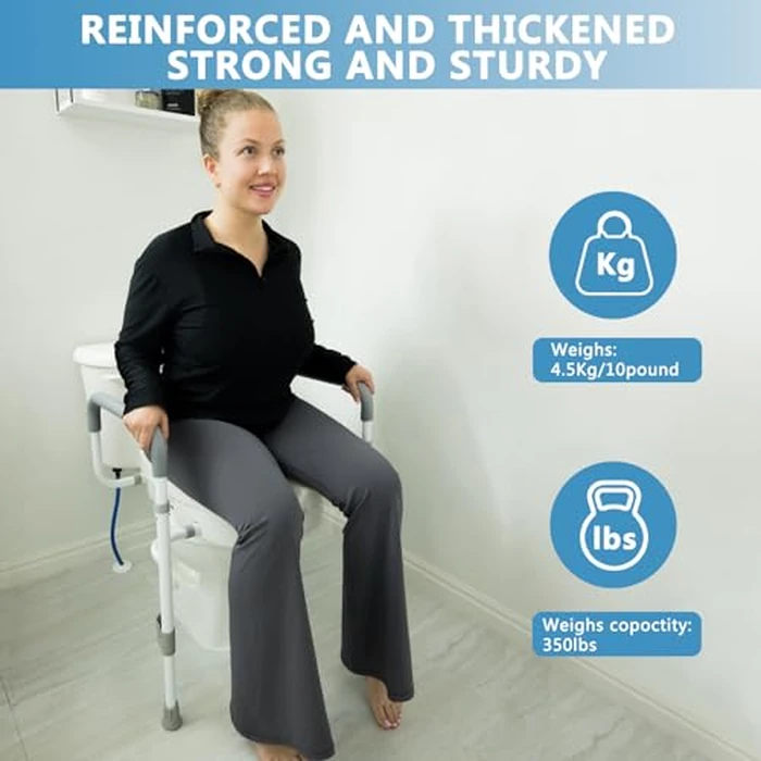 WeHwupe Raised Toilet Seat with Handles for Elderly - Toilet Seat Risers for Seniors with Adjustable Padded Arms - Elevated Toilet Safety Seat for Standard or Elongated Commode by WeHwupe - Image 2