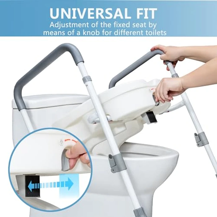 WeHwupe Raised Toilet Seat with Handles for Elderly - Toilet Seat Risers for Seniors with Adjustable Padded Arms - Elevated Toilet Safety Seat for Standard or Elongated Commode by WeHwupe - Image 5