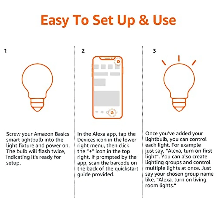 Amazon Basics Smart A19 LED Light Bulb, Color Changing, 9W (60W Equivalent), 800LM, Works with Alexa Only, WiFi 2.4 GHz, No Hub Required, Mood Lighting, Energy Efficient, 1-Pack by Amazon Basics - Image 5