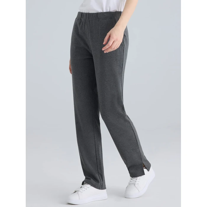Weintee Women's Petite Knit Pants with Pockets M Charcoal by Weintee - Image 2