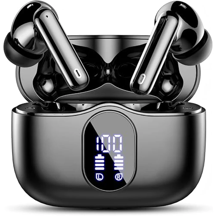 Wireless Earbuds, Bluetooth Headphones 5.4 HiFi Stereo, Wireless Earphones with ENC Noise Cancelling Mic, IP7 Waterproof in Ear Headphones, LED Digital Display Ear Buds, Touch Control, Black by Btootos - Used - Acceptable condition - CA$24.15