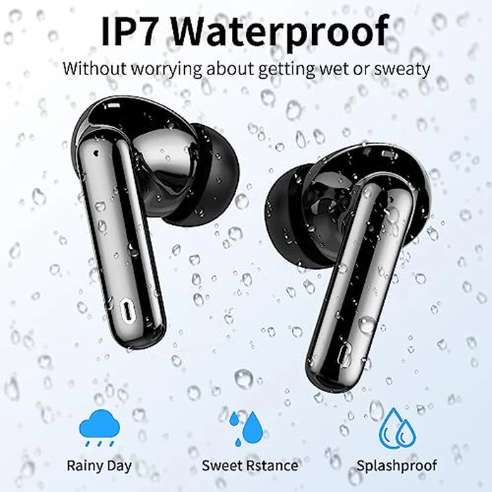 Wireless Earbuds, Bluetooth Headphones 5.4 HiFi Stereo, Wireless Earphones with ENC Noise Cancelling Mic, IP7 Waterproof in Ear Headphones, LED Digital Display Ear Buds, Touch Control, Black by Btootos - Image 9