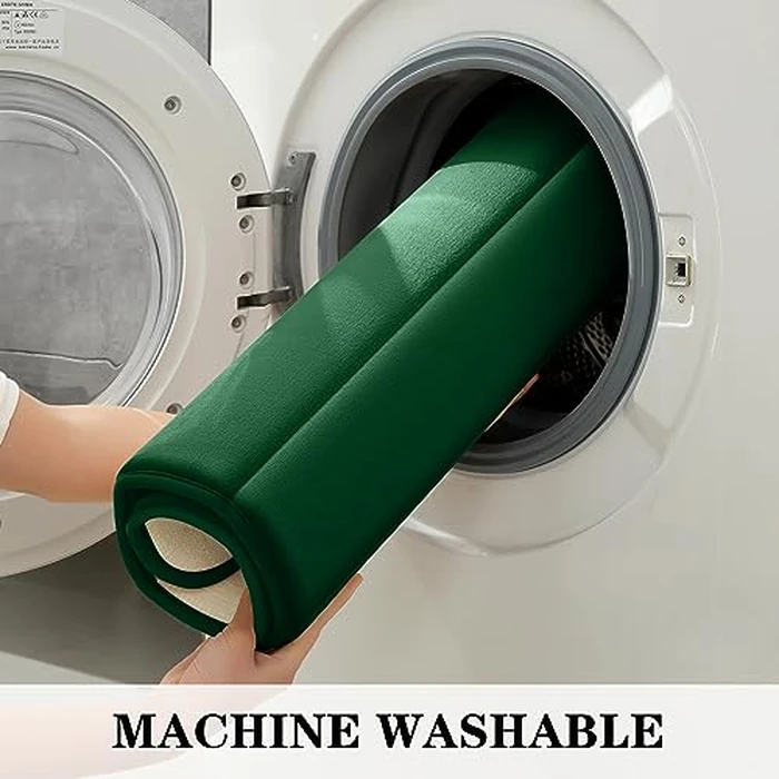 BYSURE Dark Green Memory Foam Bathroom Rug Set 3 Piece, Non Slip Extra Soft Absorbent Machine Washable Toilet Bath Toilet Mat (17"x24"+20"x32"+U Shape 20"x24") by BYSURE - Image 8