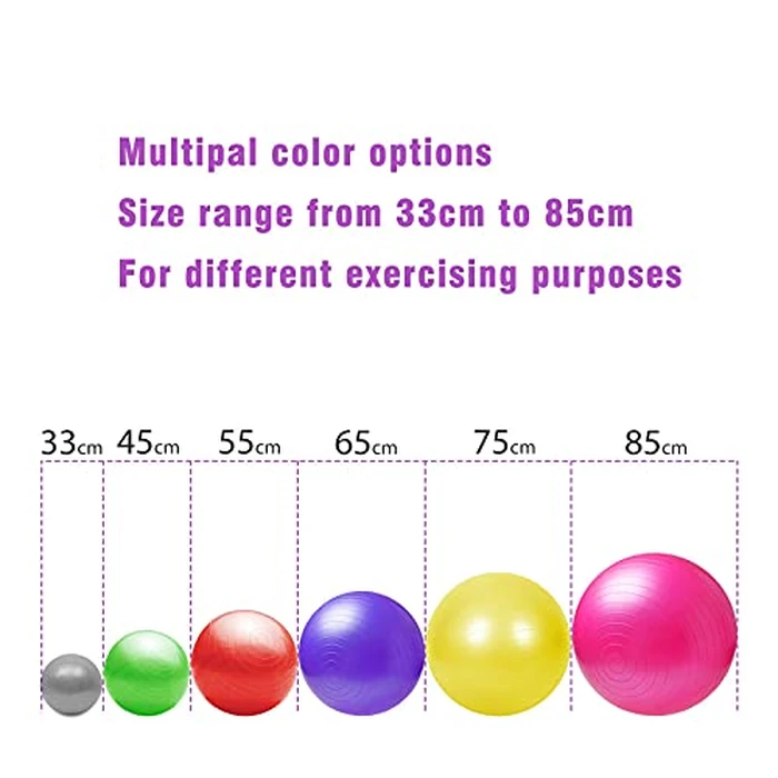 SK Depot(TM) Extra Thick Yoga Ball 58-65cm (L), Stability Ball for Improved Posture, Balance, Pilates, Core, Fitness Exercise Training & Office & Gym Ball (Smooth Exterior, Blue) by SK DEPOT - Image 5