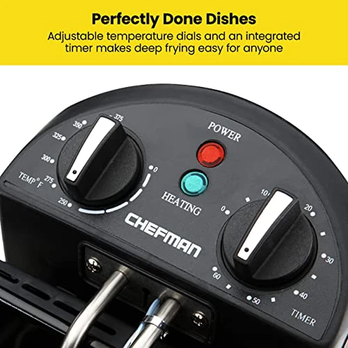 Chefman 4.5 Liter Deep Fryer w/Basket Strainer, XL Jumbo Size, Adjustable Temperature & Timer, Perfect for Fried Chicken, Shrimp, French Fries, Chips & More, Removable Oil-Container, Stainless Steel by Chefman - Image 4
