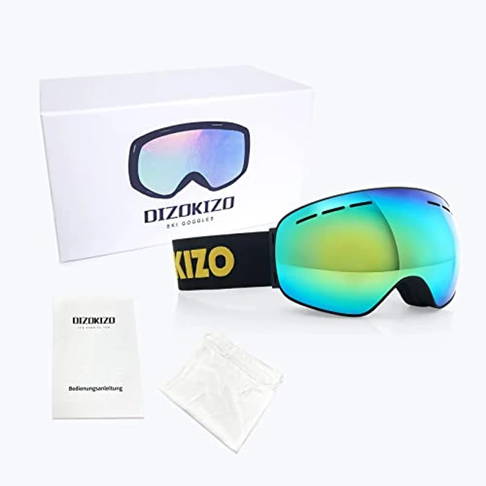 Dizokizo Ski Goggles Interchangeable Spherical Lens for Skiing Snowboard Anti-fog 100% UV Protection Triple Breathable Foams for Women Men REVO Gold by Dizokizo - Image 8